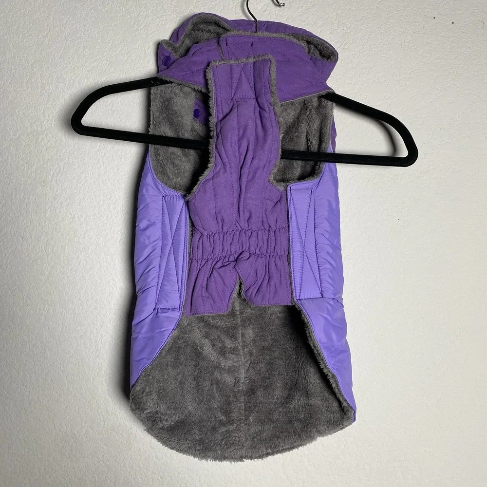 Purple Dog Puffer removable Hood  Fleece Lined Jacket Coat XL Winter Cozy Winter